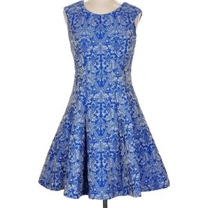 Betsey Johnson Blue and White Patterned Mini Dress